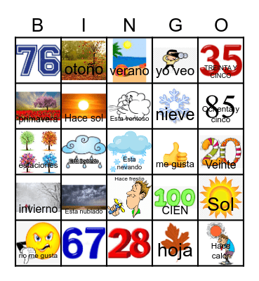 LAS ESTACIONES Y EL CLIMA Bingo Card