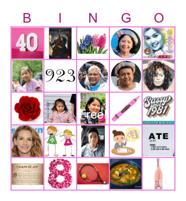 Lea @ 40 Bingo Card