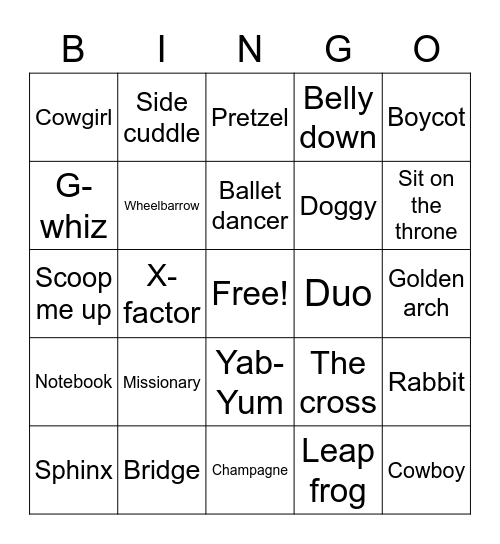 Mekwe positions Bingo Card