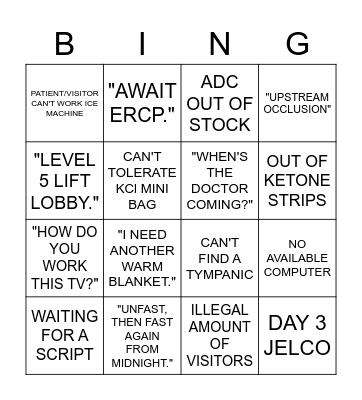 LATE SHIFT BINGO Card