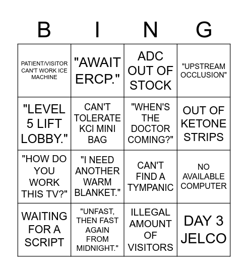 LATE SHIFT BINGO Card