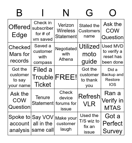 Tech Fun Bingo Card