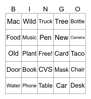Test Bingo Card Bingo Card