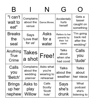 BETHCHELLA Bingo Card