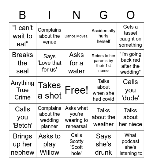 BETHCHELLA Bingo Card
