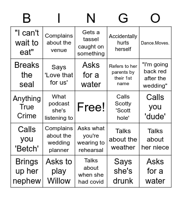 BETHCHELLA Bingo Card