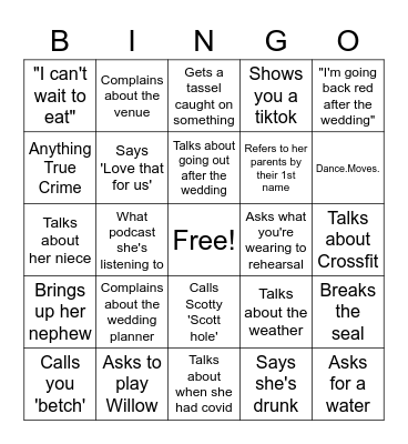 BETHCHELLA Bingo Card