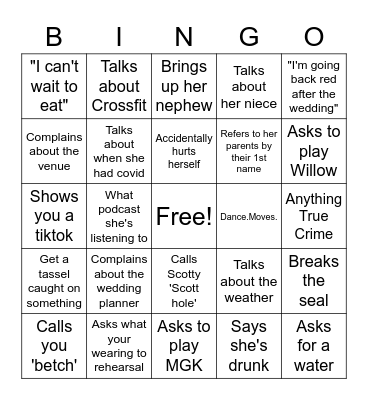 BETHCHELLA Bingo Card