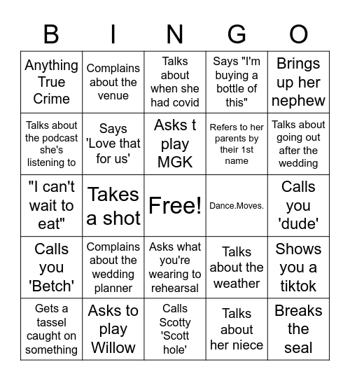 BETHCHELLA Bingo Card