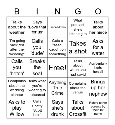 BETHCHELLA Bingo Card
