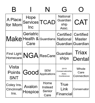 Name & cell: ________________ Bingo Card