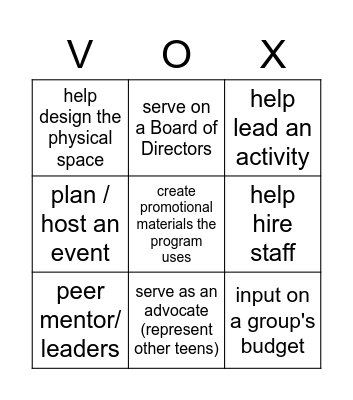 Leadership at VOX Bingo Card