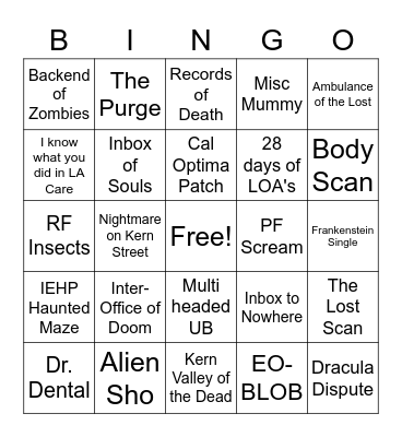 DOC PREP Haunted Bingo Card