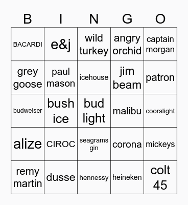 DRUNKEN  Bingo Card