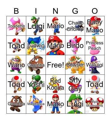 Mario.exe Bingo Card