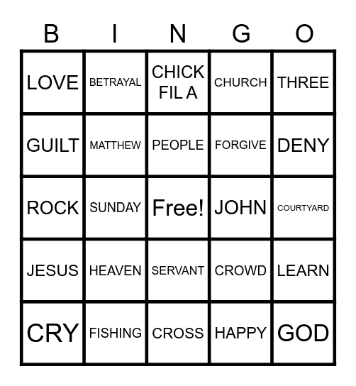 PETER'S DENIAL Bingo Card