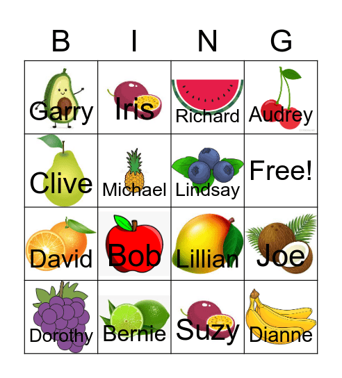 Name Bingo Card
