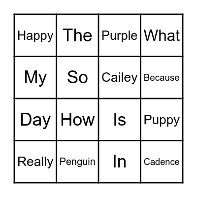 Sight Words! Bingo Card
