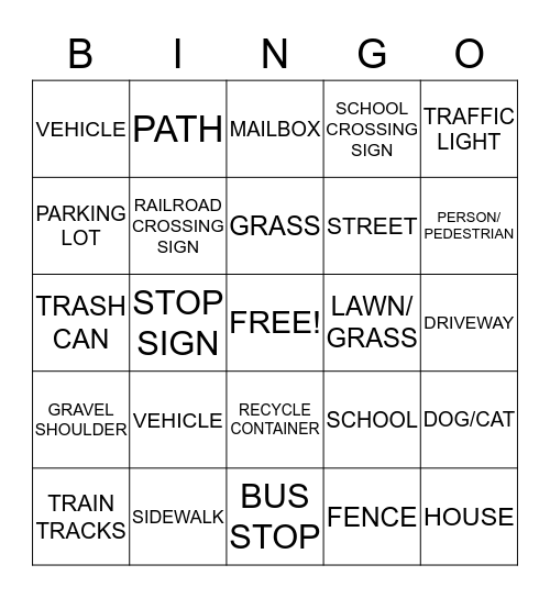 RESIDENTIAL BINGO Card