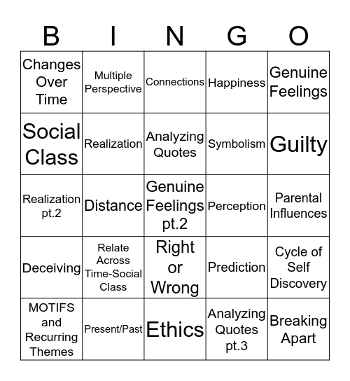 Great Expectations Ch.43-45 Bingo Card