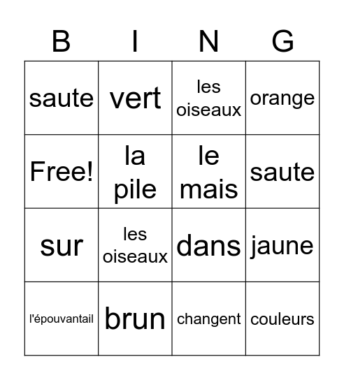 C'est l'automne Bingo Card