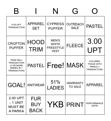 THANKSGIVING TEAM BINGO Card