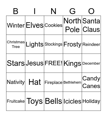 Merry Christmas Bingo Card