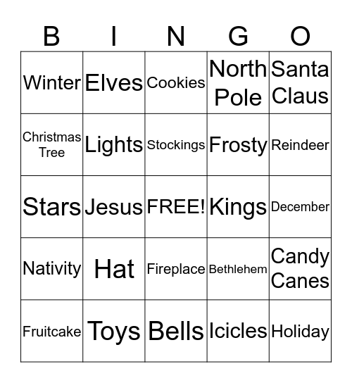 Merry Christmas Bingo Card