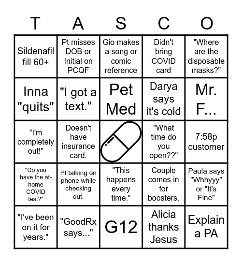 National Pharm Tech Day Bingo Card