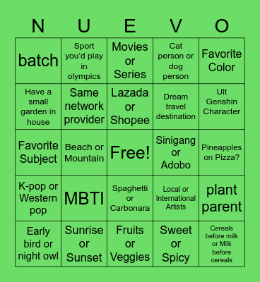 Untitled Bingo Card