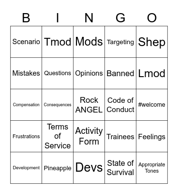 Town Hall Bingo Card