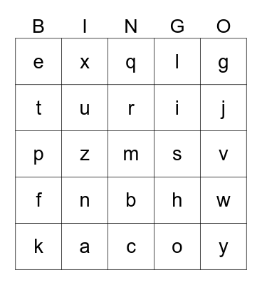 Alphabet Bingo Card