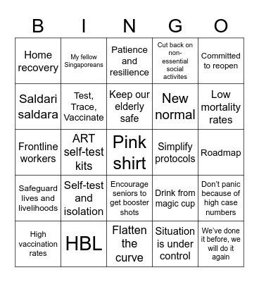 PM Speech Bingo - 9 Oct 2021 Bingo Card