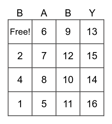 BABY Bingo Card