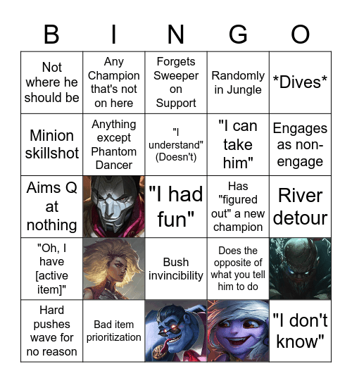 Matt Playing League of Legends Bingo Card