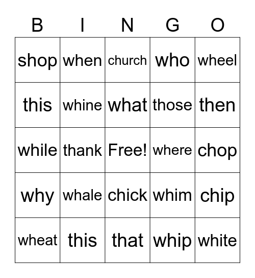 wh Bingo Card