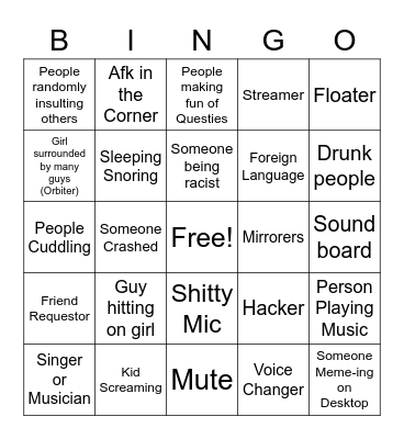 VRChat Bingo Card