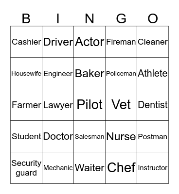 Community - Jobs Bingo Card