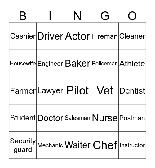 Community - Jobs Bingo Card
