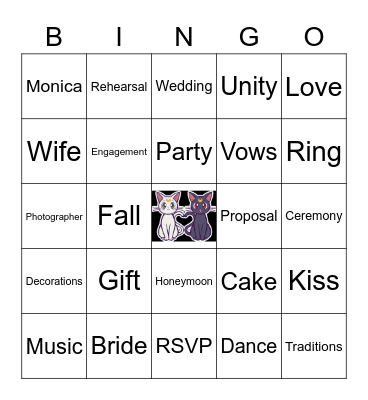 Monica's Bridal Shower Bingo Card