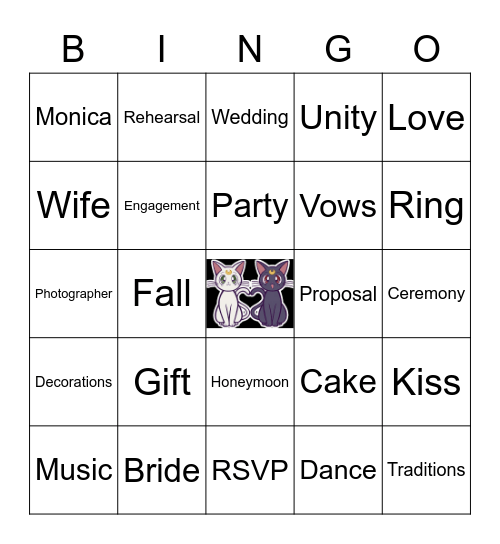 Monica's Bridal Shower Bingo Card