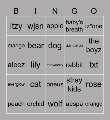 punya seonghwa! Bingo Card