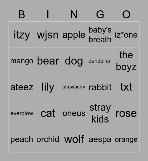 punya seonghwa! Bingo Card