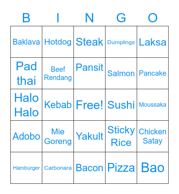 FOOD Bingo Card