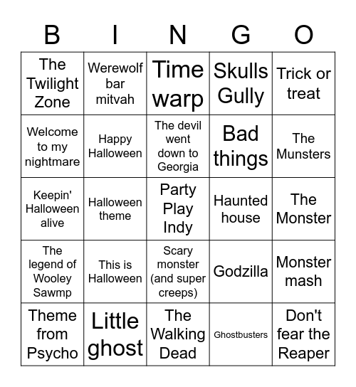 🎃 Halloween Hits 👻 Bingo Card