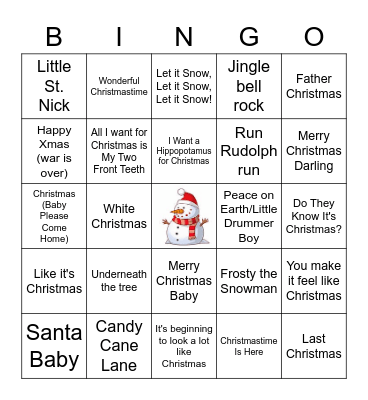 🎅 Merry Christmas Songs🎄 Bingo Card