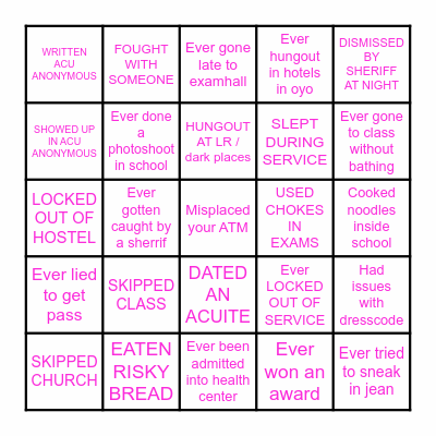 BINGO ACU EDITION Bingo Card