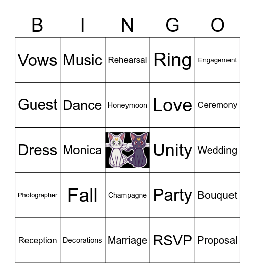 Monica's Bridal Shower Bingo Card