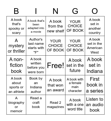 Winter Reading Bingo Card