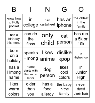 Ice Breaker Bingo Card